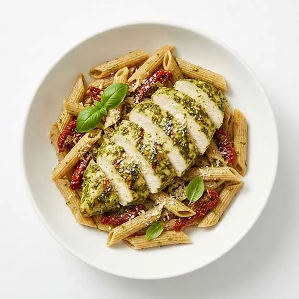 Pesto Grilled Chicken with Whole Wheat Penne & Sun-dried Tomatoes